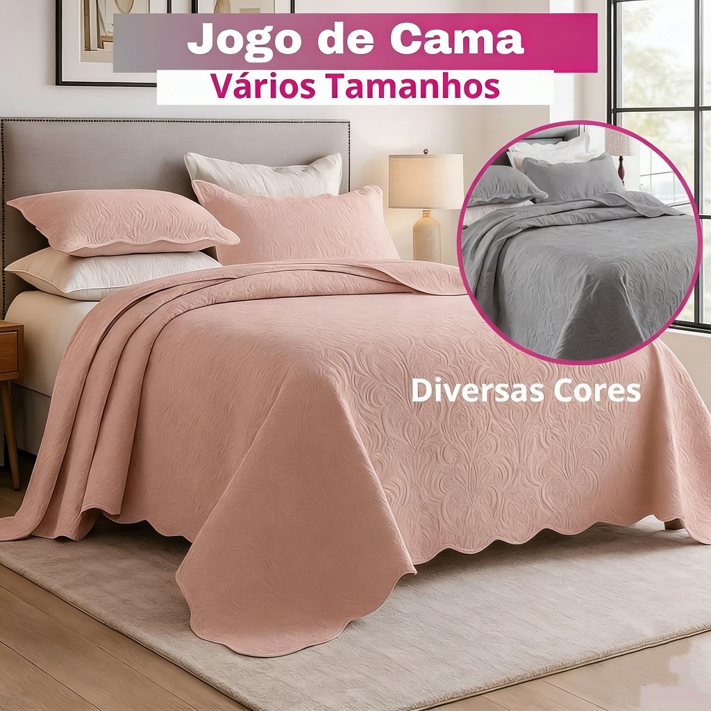 Kit2/3 Colcha Rozac Boutis Classic Lisa Várias Toque Macio 200 Fios Cores Solteiro / Casal / Queen / King em Oferta na Shopee