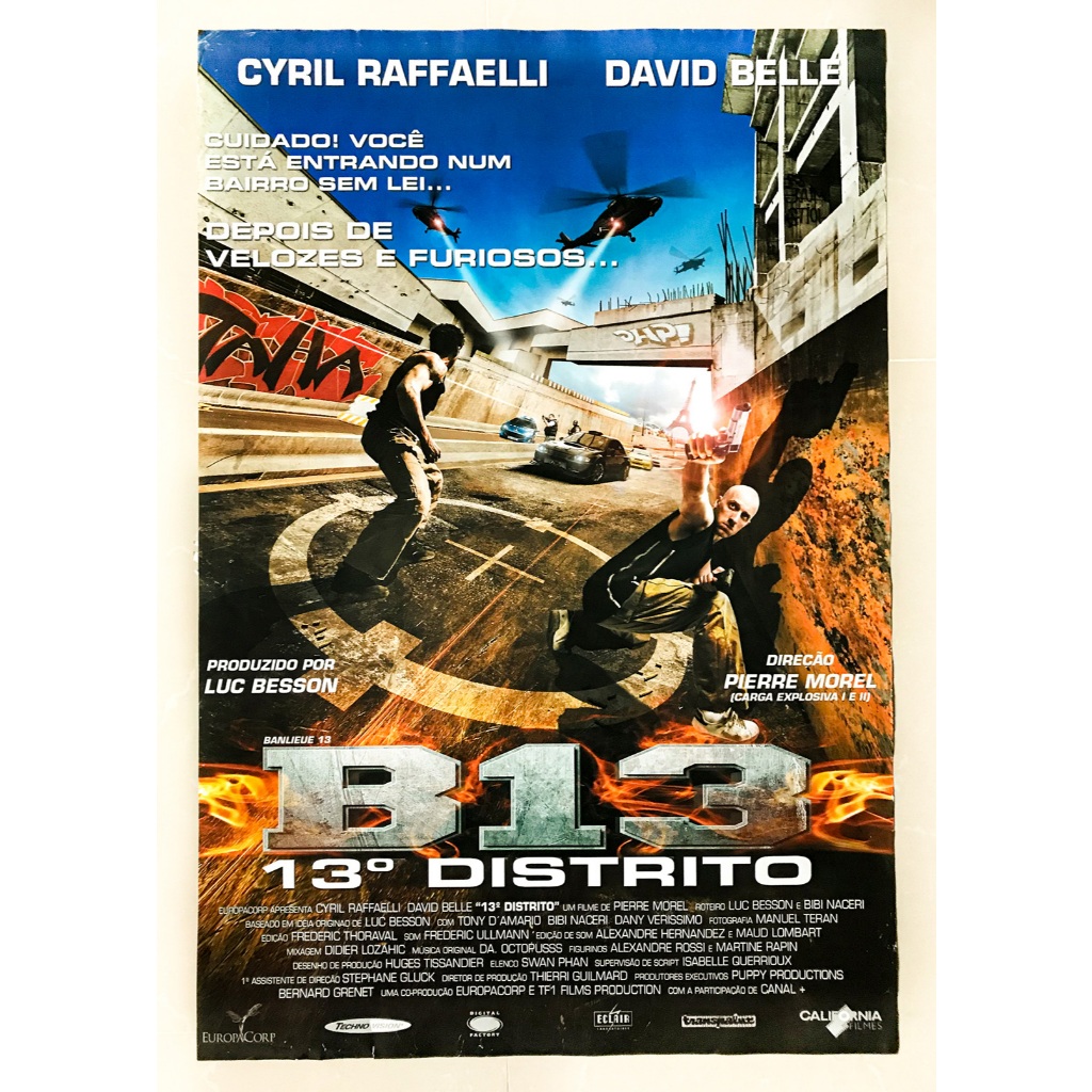 PÔSTER B13 - 13º Distrito - Luc Besson David Belle - Original de Locadora - 94cm x 64cm - Cartaz Filme - Ação