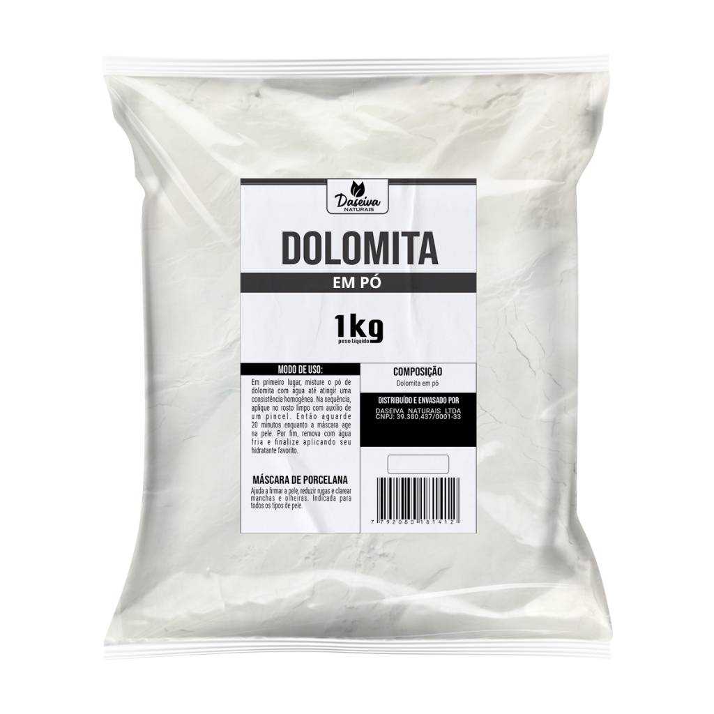 Dolomita em Pó 1kg Uso Estético Cosmético Máscara Facial Natural