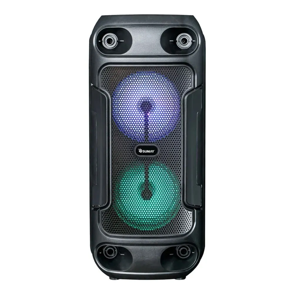 Caixa de Som Portátil Sumay Slim Black 80W Bluetooth TWS USB em Oferta na Shopee