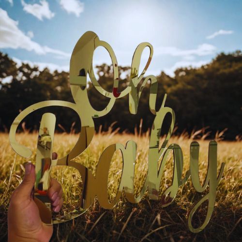 Oh Baby em Acrílico Espelhado | Decoração Chá de Bebê | Painel Decorativo Personalizado em Oferta na Shopee