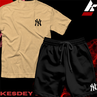 KIT Camiseta Streetwear Masculina Feminina 100% Algodão e Bermuda Mauricinho Estampa NY