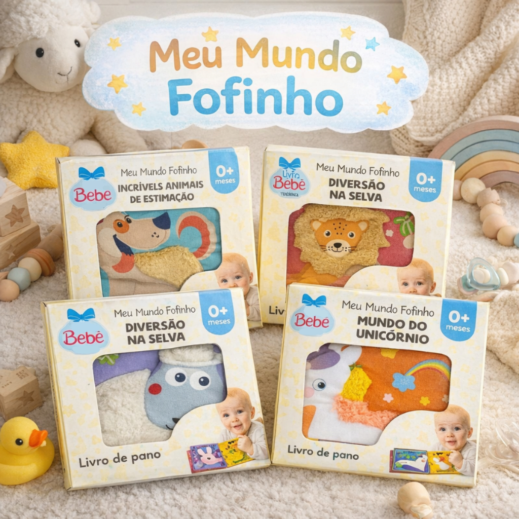 Livro Pano Infantil Bebê Meu Mundo Fofinho Sensorial e Macio !