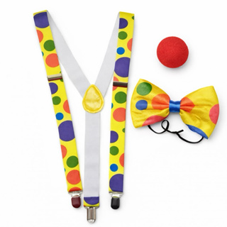 Kit Fantasia Palhaço Suspensório/gravata/nariz em Oferta na Shopee