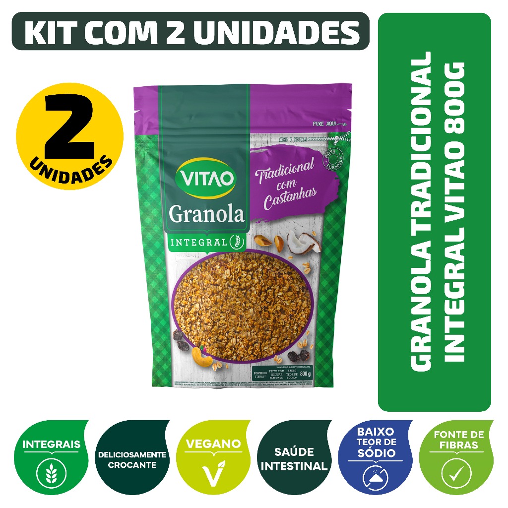 Kit Granola Tradicional Integral Vitao 800G - 2 unidades