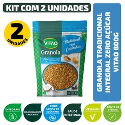 Granola Tradicional Integral Zero Açúcar Vegano Vitao 800G - Kit 2 unidades