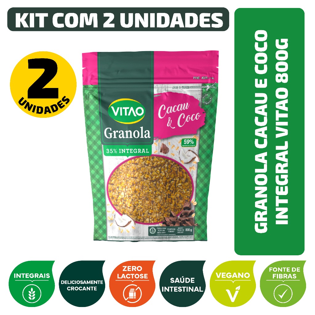 Kit Granola Cacau e Coco Integral Vitao 800G - 2 unidades em Oferta na Shopee