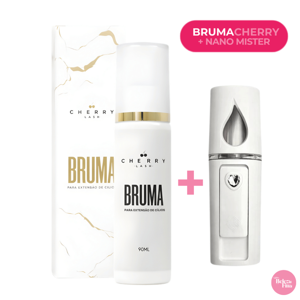 Kit Retenção de Cílios Bruma Cherry Com Nano Mister Recarregável Extensão