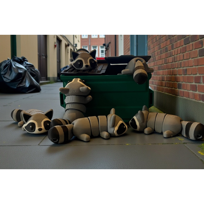 Guaxinim articulado chaveiro – kit com 5 unidades