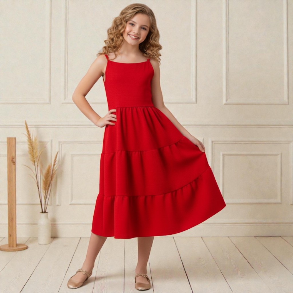 Vestido Verão Leve Soltinho Longo Moda Infantil Lançamento Costa Nua Festas Tendência Casual