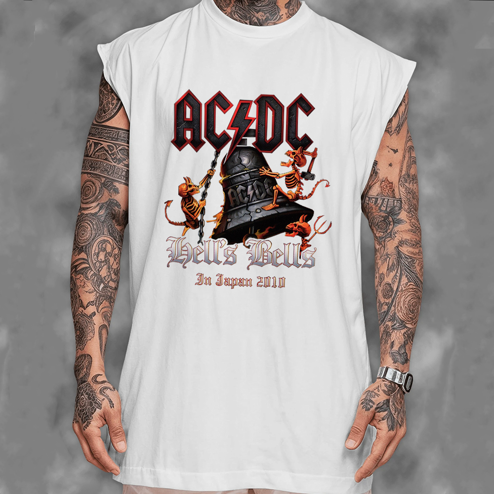 Camiseta Regata Machão e Feminina Muscle Oversized AcDc Hells Bells Demons Hard Rock Banda