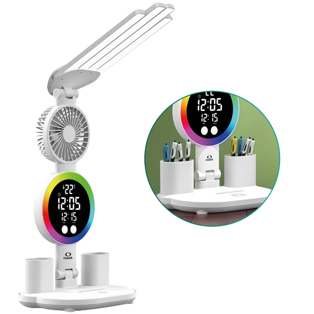 Luminária Grande Mesa Touch Ventilador Relógio Temperatura em Oferta na Shopee