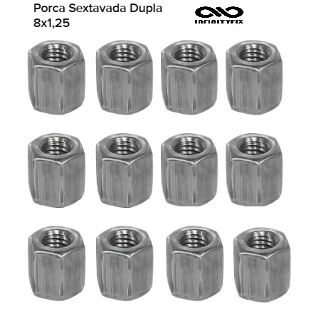 10 Porca Sextavada Dupla 8x1,25