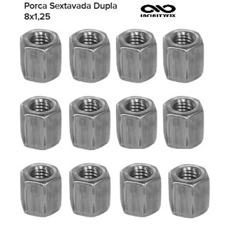10 Porca Sextavada Dupla 8x1,25