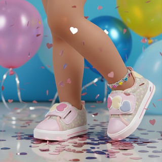 Tênis Infantil Feminino Menina Corações Conforto Antiderrapante Calce Facil em Oferta na Shopee