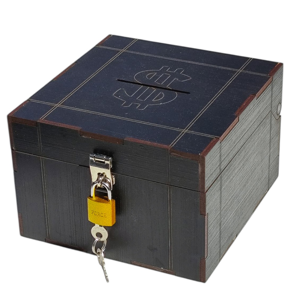 Cofrinho Porta Dinheiro Bau Cofre Caixinha Caixa + Cadeado