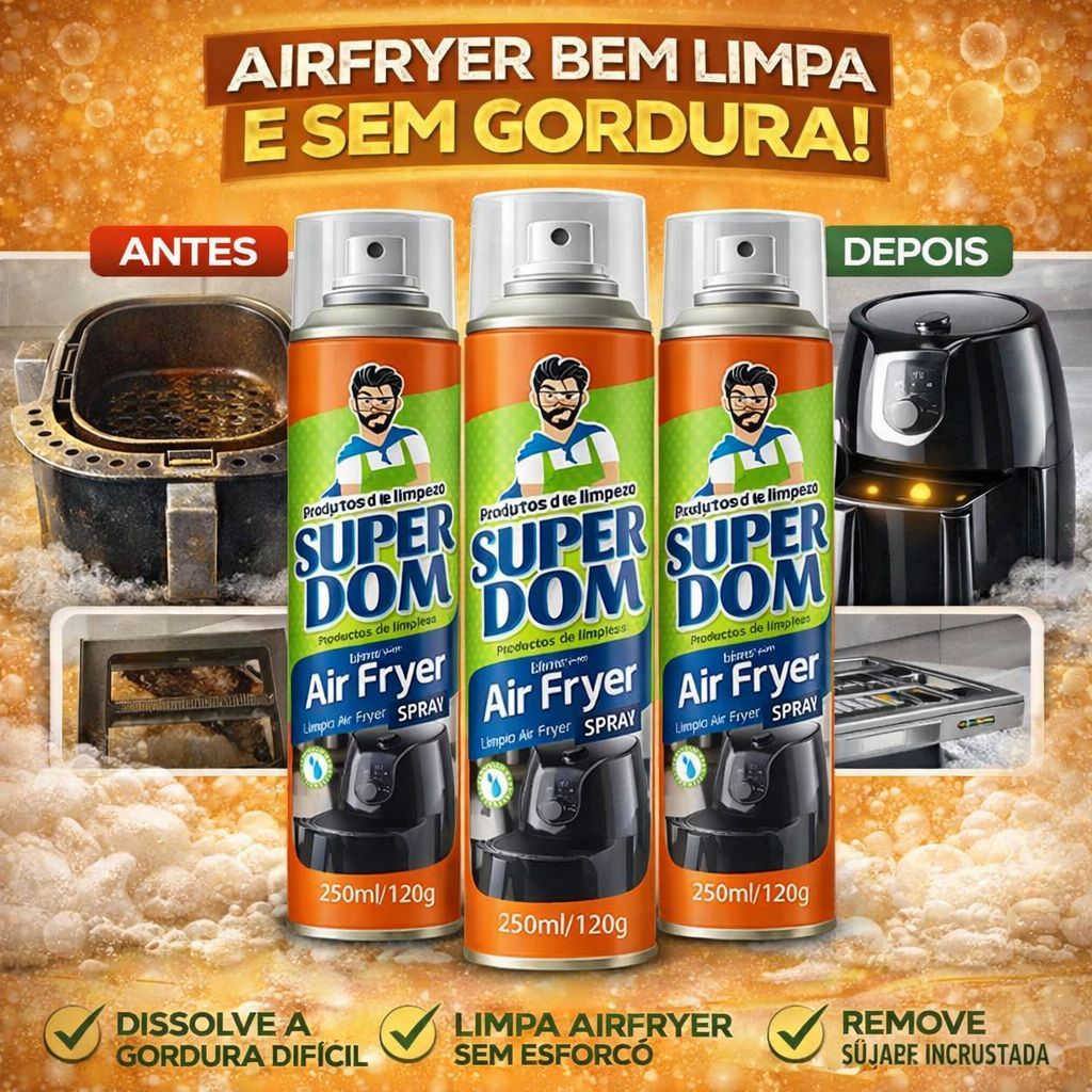 Imagem Spray Limpa Air Fryer 250ml - Alto Poder De Limpeza, Dissolve A Gordura Limpeza Sem Esforço