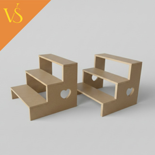 Conjunto 2 Escadinhas Expositoras Para Mesa De Festa MDF 9MM Coração Branco Cru em Oferta na Shopee