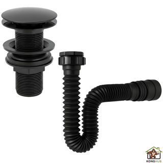 Sifão Flexível Preto Sanfonado ABS Ajustável + Válvula Click 7/8 Pia Cuba Banheiro Lavatório em Oferta na Shopee
