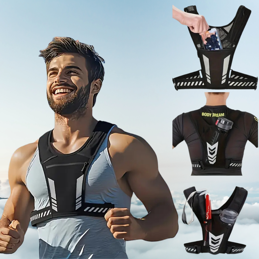 Colete Esportivo Refletivo Com Bolso Para Garrafa De Água E Celular Para Ciclismo E Corrida Noturna em Oferta na Shopee
