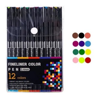 Caneta Fineliner Colorida 0.4mm – Kit 12 Cores | Escrita Fina e Precisa