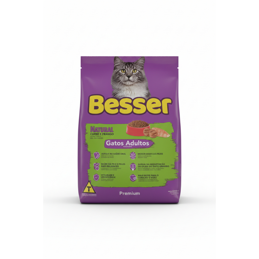 Besser Premium Ração Para Gatos Sabor Carne e Frango