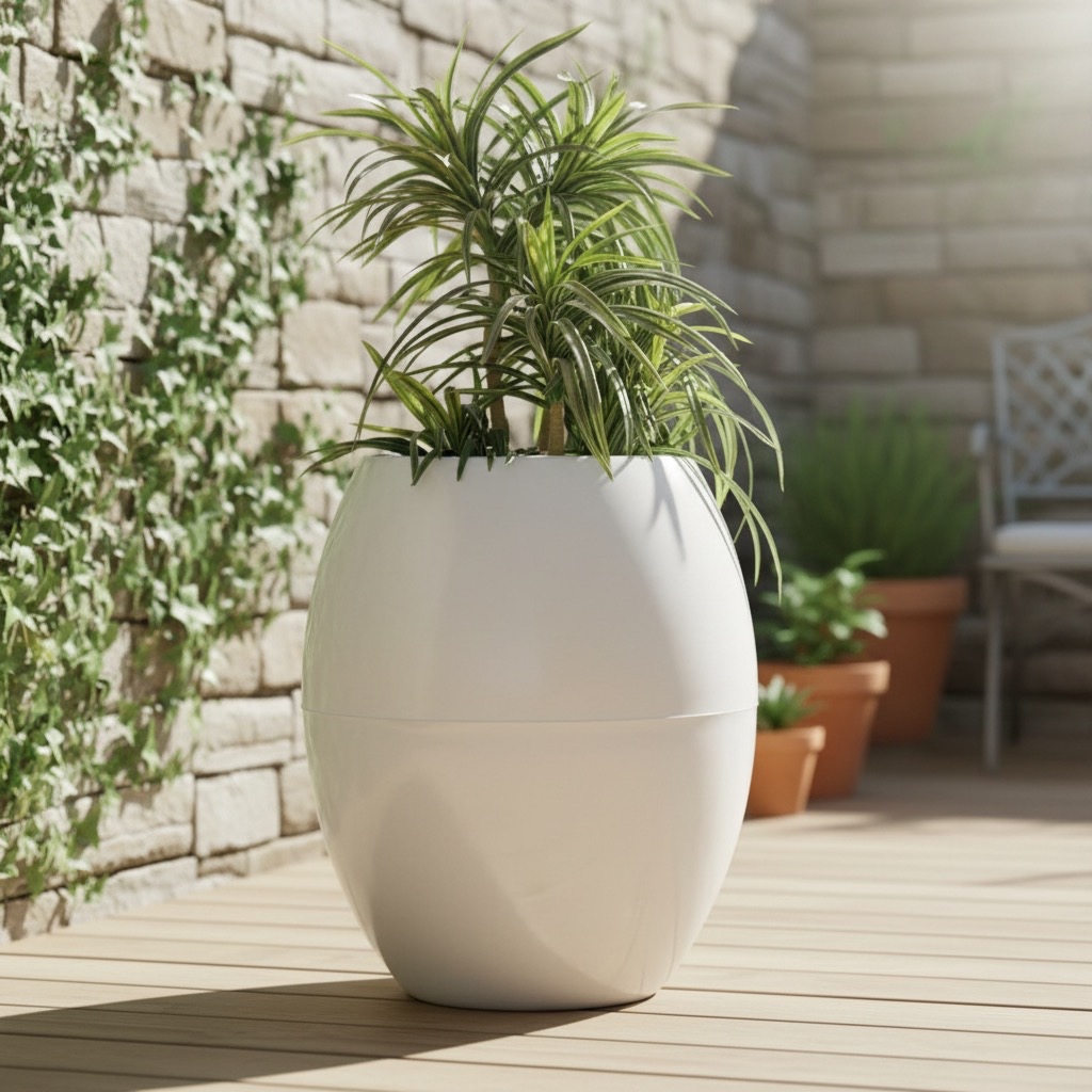 Vaso oval liso G em polietileno para plantas, ideal para decoração de áreas externas e internas