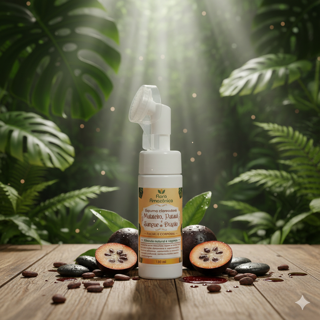 Espuma facial - mulateiro e café - Ação clareadora, remove maquiagens e resíduos de poluição - 150ml