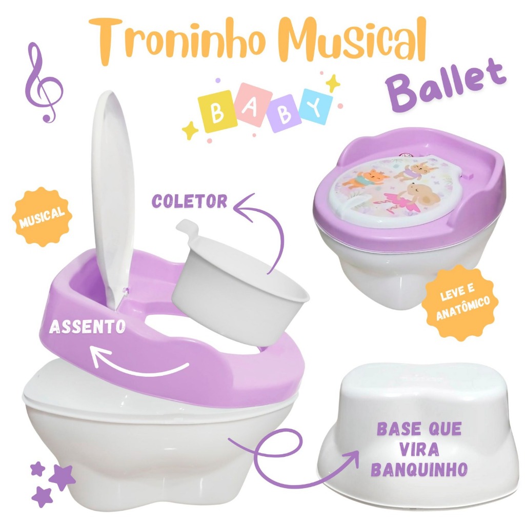 Troninho Infantil Musical 3x1 Penico Assento Redutor Criança Menino Menina Azul em Oferta na Shopee