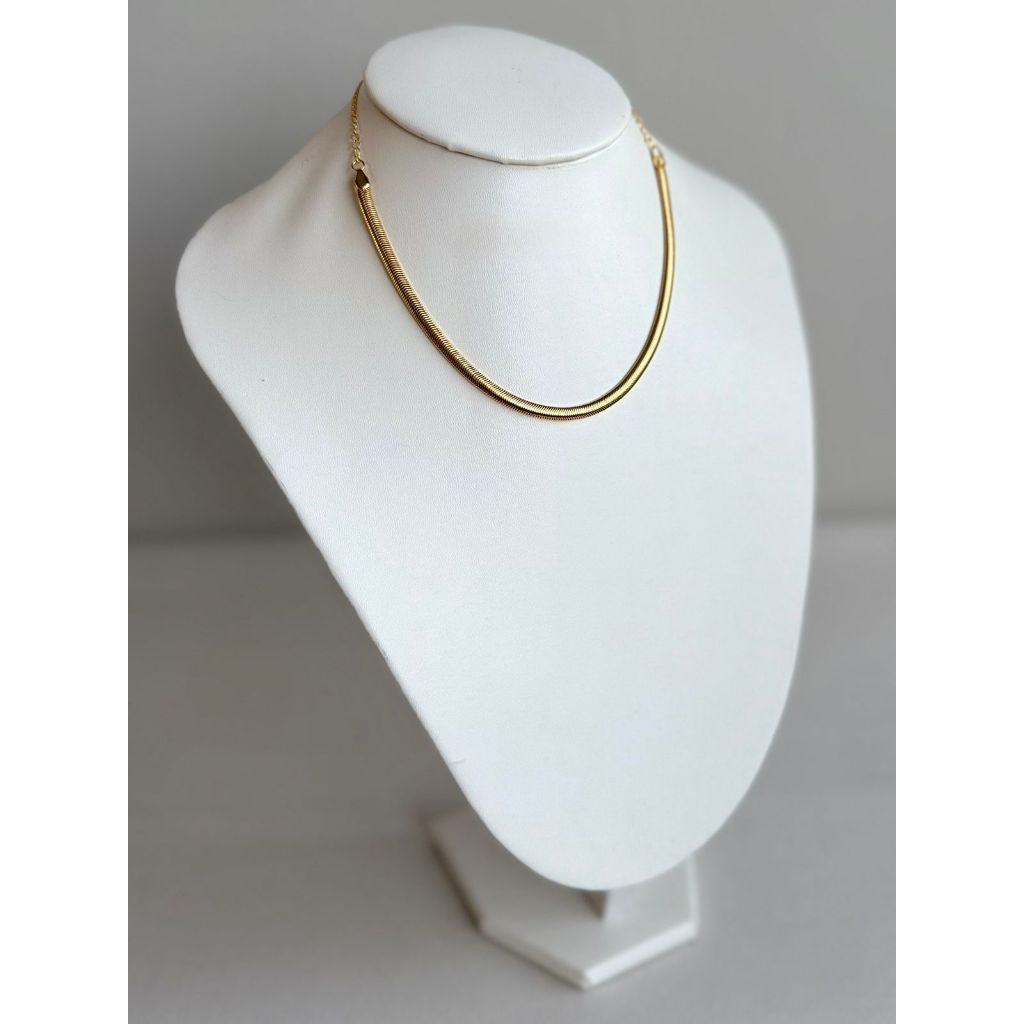 Colar Gargantilha Choker Cordão Feminino Dourado Malha Snake Folheado a Ouro 18k Elegante Curto Fita