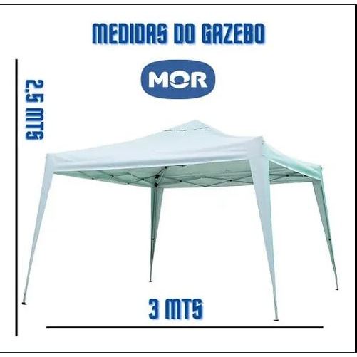 Tenda Sanfonada Gazebo 3x3m Barraca X-Flex Oxford Branc Mor em Oferta na Shopee