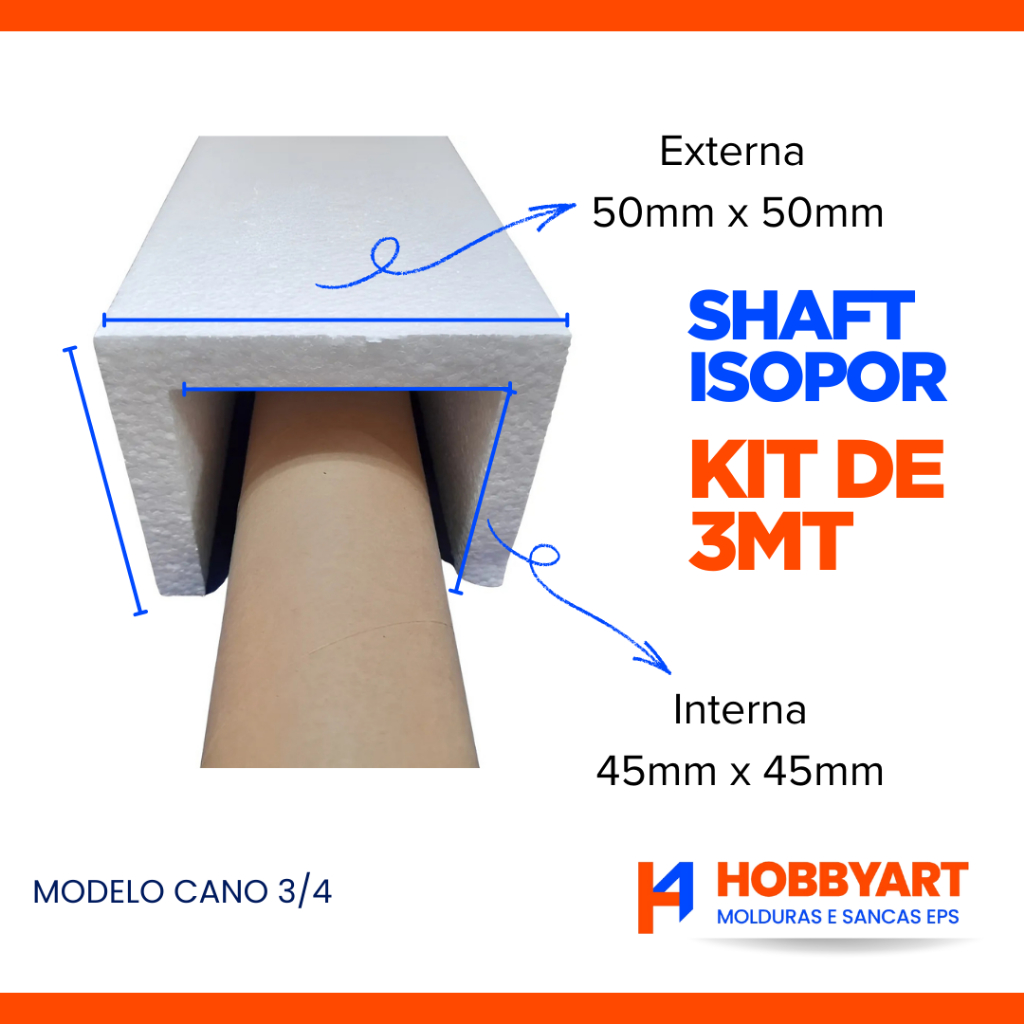 Shaft Isopor Para Esconder Cano 3/4 Kit com 3 Metros Moldura Branco - Molduras e Sancas em EPS em Oferta na Shopee