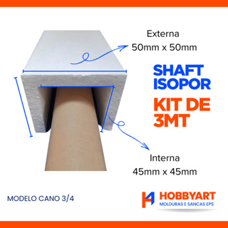 Shaft Isopor Para Esconder Cano 3/4 Kit com 3 Metros Moldura Branco - Molduras e Sancas em EPS em Oferta na Shopee