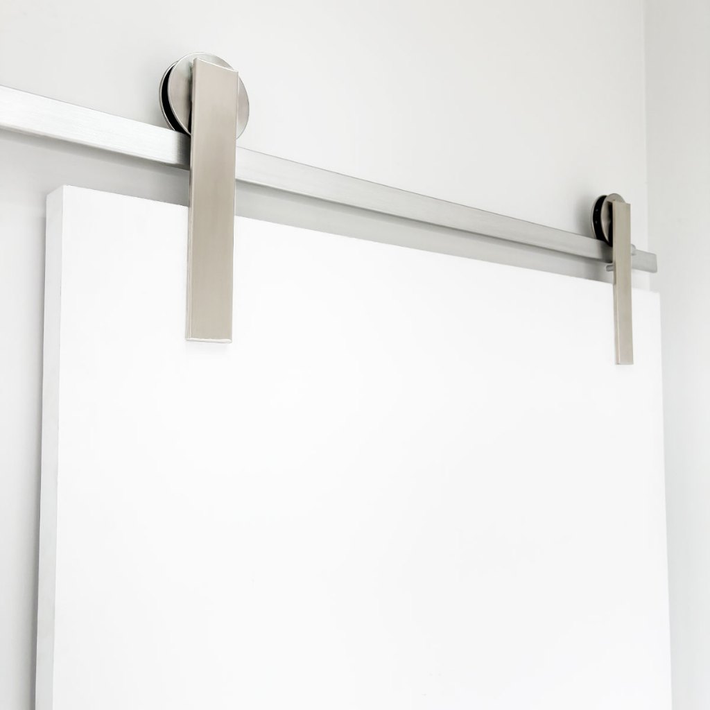 Kit Para Porta de Correr Roldana Aparente Em Alumínio Escovado Fosco Trilho 2m em Oferta na Shopee