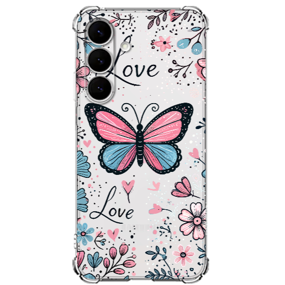Capa para Samsung S25 FE Tpu desenhos proteção de borda Borboleta Delicada transparente em Oferta na Shopee