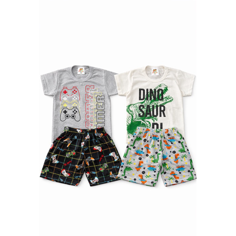 Pijama BRILHA NO ESCURO Infantil Menino Verão Astronauta e Dinossauro