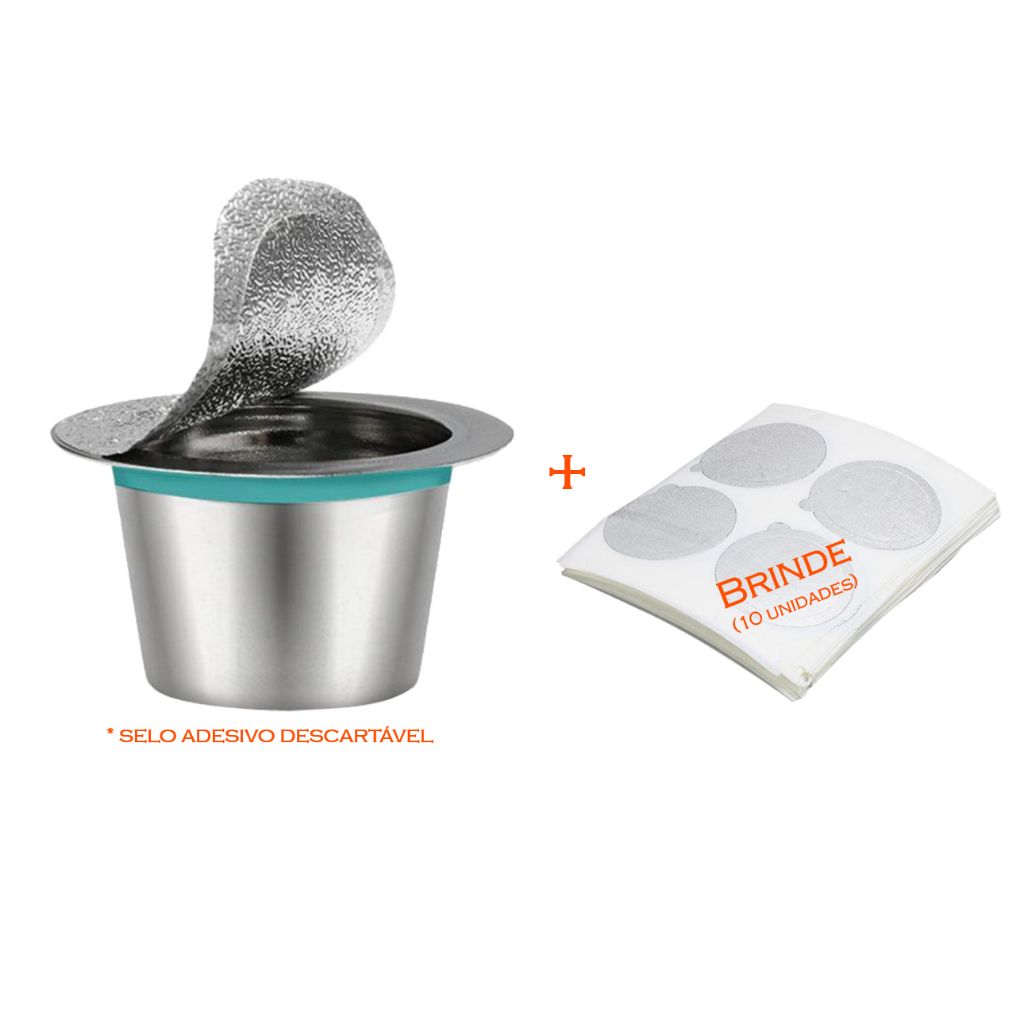 Cápsula máquina Nespresso Recarregável Reutilizável Inox Aço Inoxidável fechamento com Selos Adesivos de alumínio