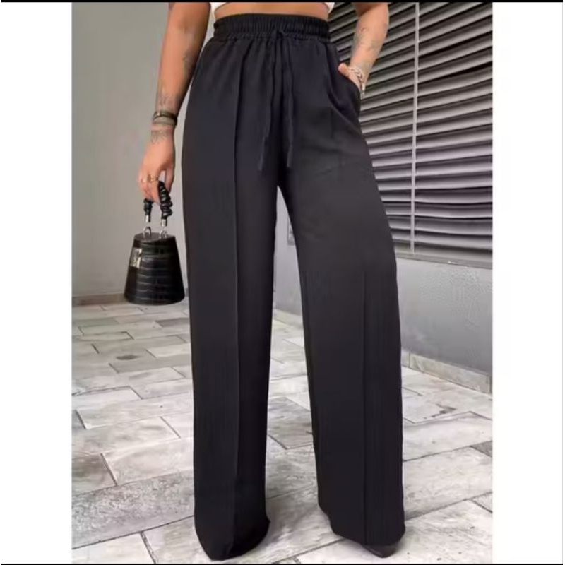 Calça Pantalona duna, cós alto. Leve e estilosa em Oferta na Shopee