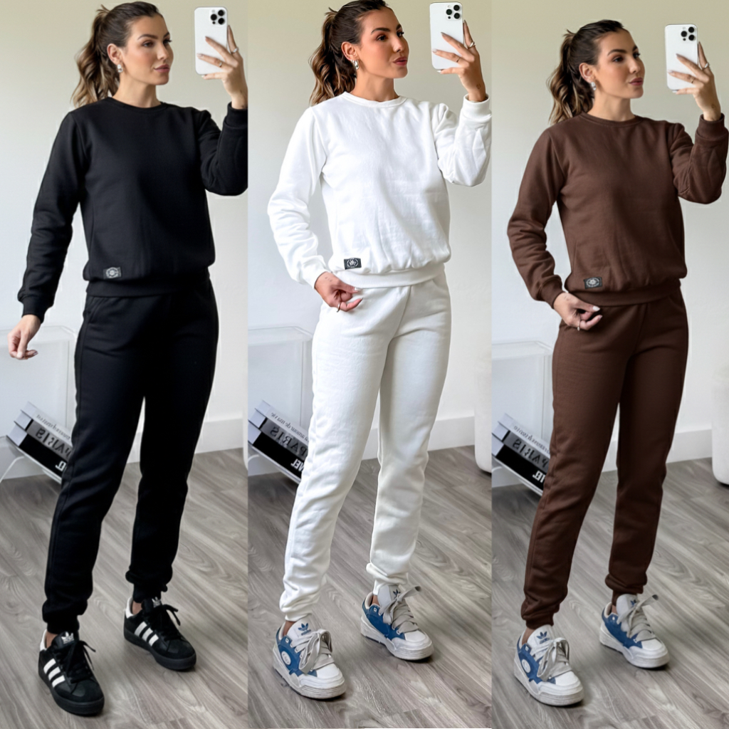 conjunto feminino moletom calça jogger blusa de frio AEROLOOK conjunto de frio conjunto moletom feminino em Oferta na Shopee
