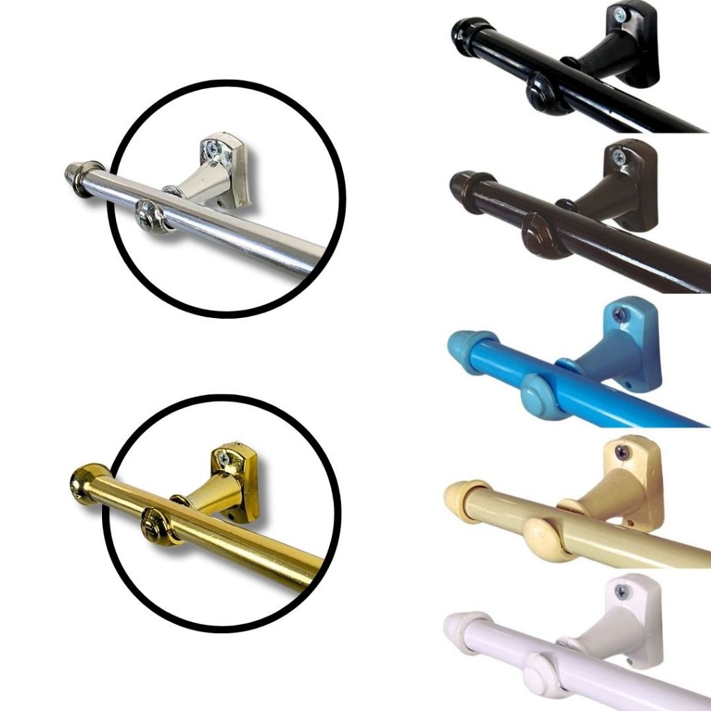 Kit Varão De Cortina 2,00 metro Aço 28mm Grosso Várias Cores Resistente Reforçado - Aço Ferro em Oferta na Shopee