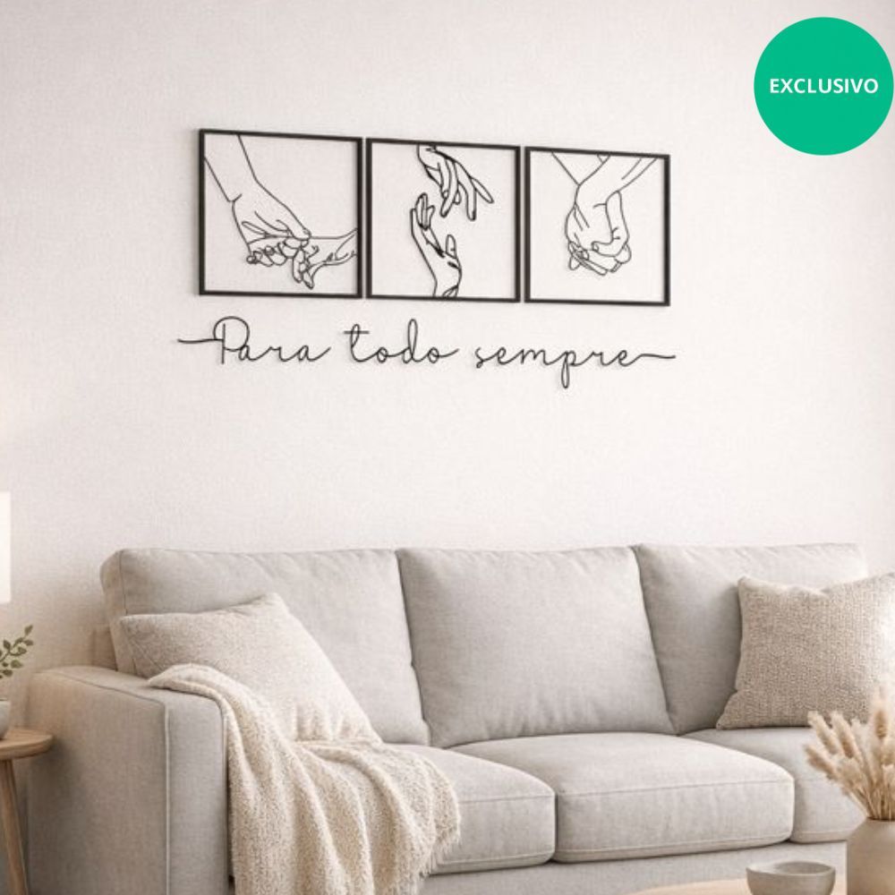 Kit 3 Quadros Casal Minimalista Mãos + Frase de parede para todo sempre Mdf em Oferta na Shopee