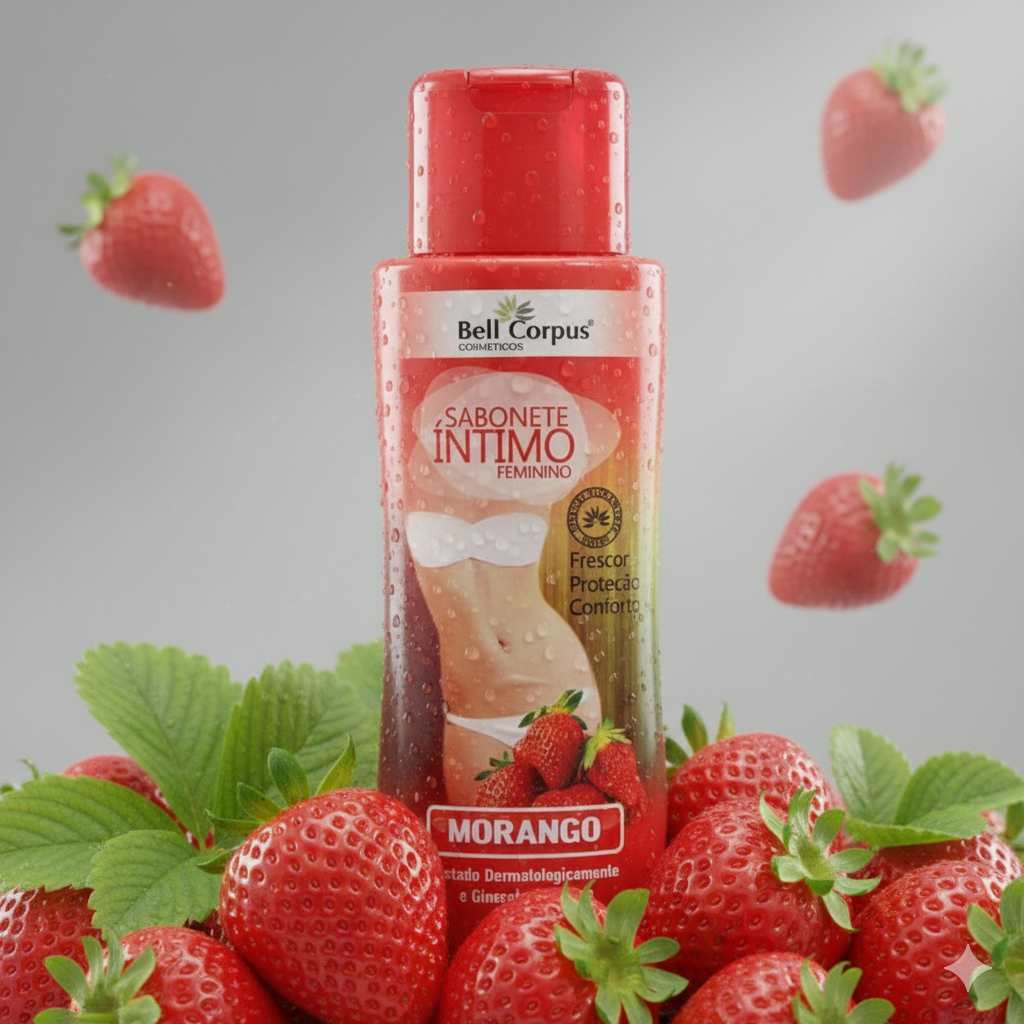 Sabonete Líquido Feminino Íntimo 200ml Morango Cheirinho Doce para Região Íntima Bellcorpus