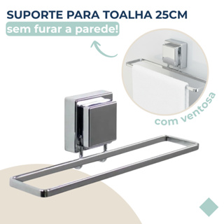 Suporte Porta Toalha Rosto Toalheiro 25cm Lavabo Banheiro Ventosa Sem Furo Cromado em Oferta na Shopee