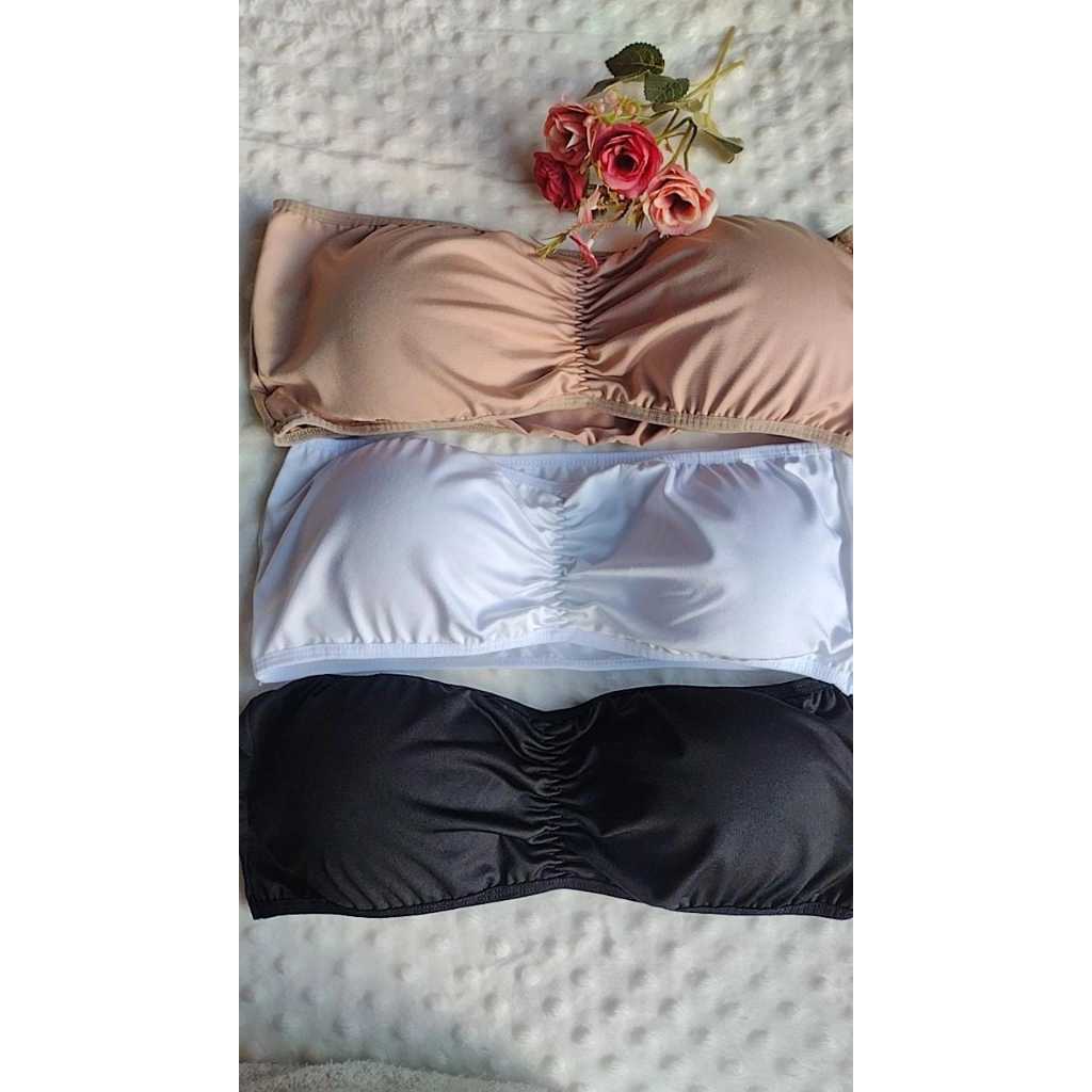 Kit 3 Top Faixa Sutiã Com Bojo Tomara que Caia Básico Conforto em Oferta na Shopee