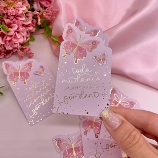 Cartão Hot Stamping "Toda Mudança" - Coleção Outubro Rosa em Oferta na Shopee