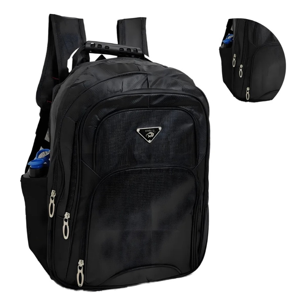 Mochila Bolsa Reforçada Escola Notebook Trabalho Passeio Preto Liso