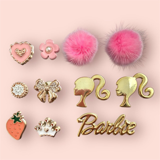 Kit pins para babuche rosa pompom dourado barbi laço pingente fofo em Oferta na Shopee