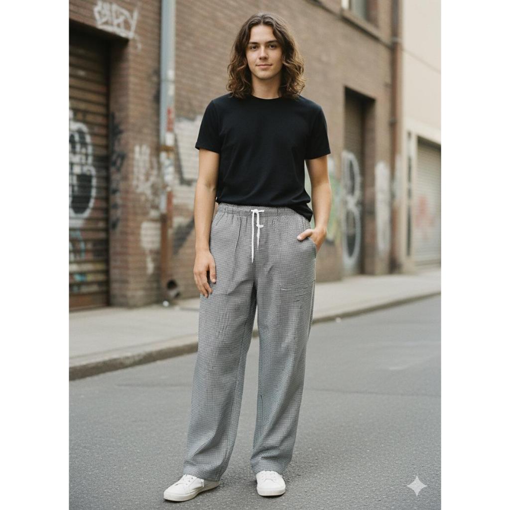 Calça Xadrez Cozinheiro  Chef Unissex com Elástico e Cordão Bolsos Frontais e Traseiro em Oferta na Shopee