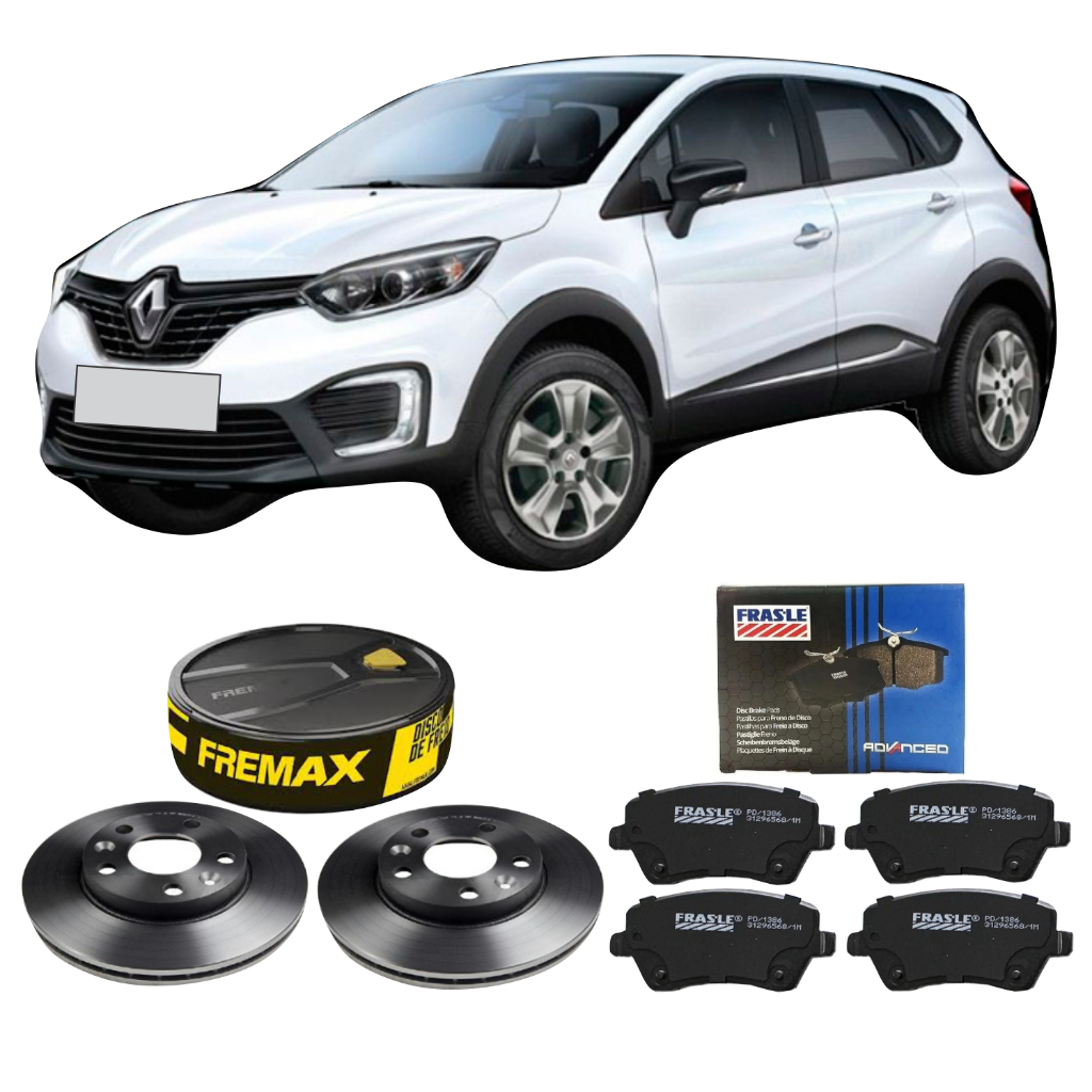 Kit Disco De Freio Fremax + Pastilha Frasle Dianteira Captur 1.6 2017 A 2021