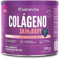 Suplemento Alimentar Em Pó Sanavita Colageno Skin Morango Com Açaí 200g Com Niacinamida